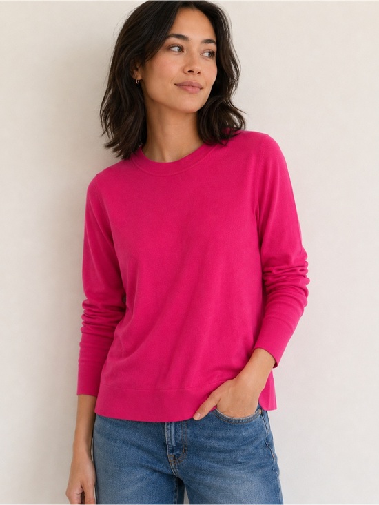 COS Sweaters - COS Cotton Crewneck Sweater in Bright Pink S